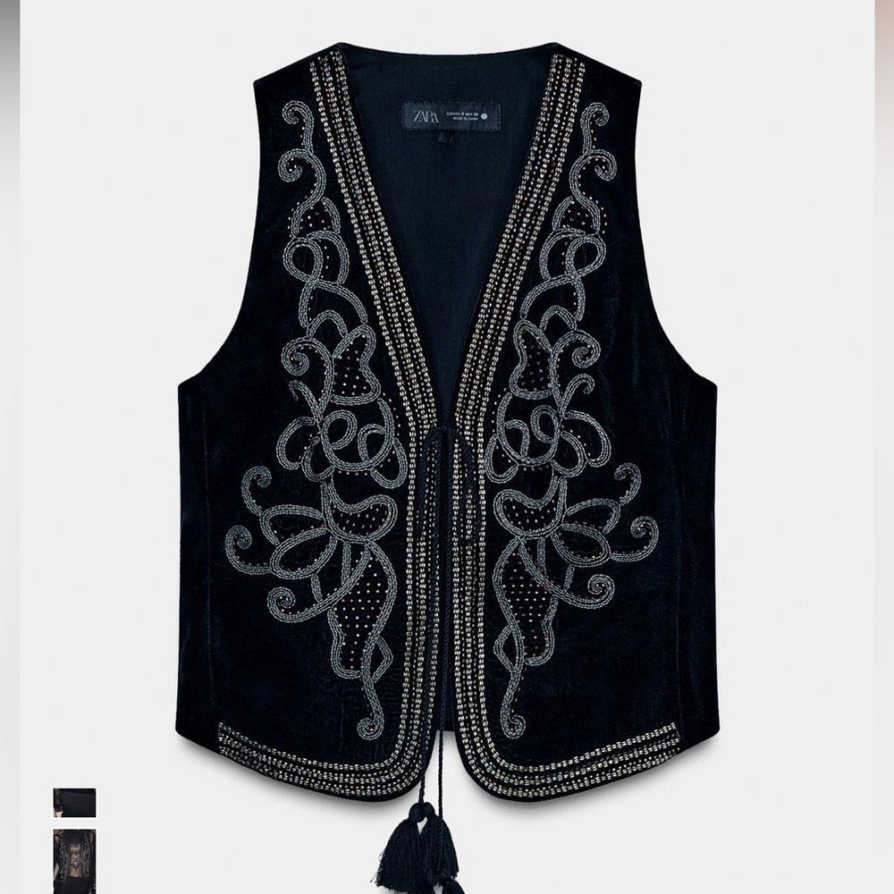 Zara Black Vest with Silver Detailing